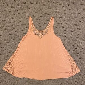 Pinky peach flowy tank top with side cut outs